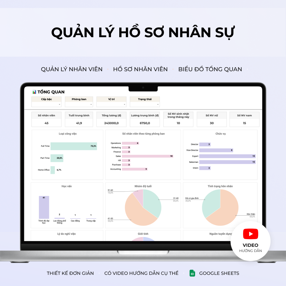 Quản lý hồ sơ nhân sự - Google sheets template